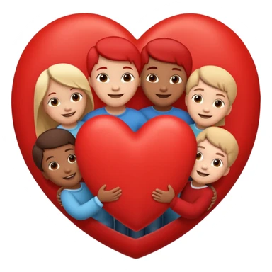 big heart with several small child figures inside sticker