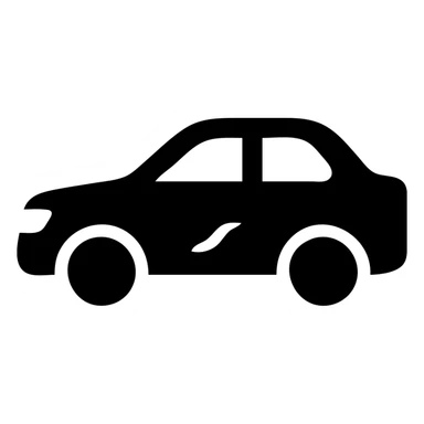 solid filled icon of a car with a small dent, representing Paintless Dent Repair (PDR) sticker