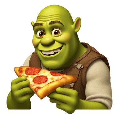 Shrek eating pizza sticker