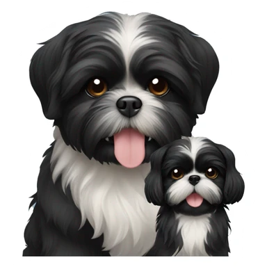 happy black shih tzu puppy and black shih tzu dog sticker