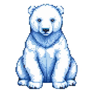 pixel art polar bear sitting, small and friendly sticker
