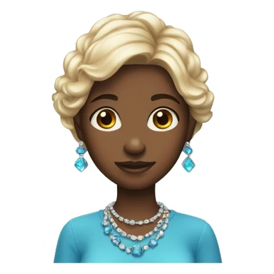 blue shirt girl with jewelry sticker