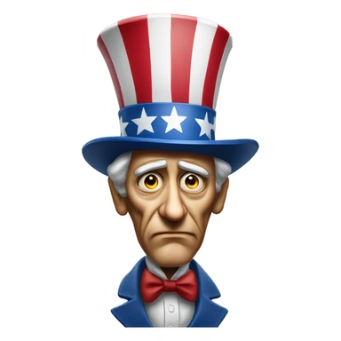 Uncle Sam with pitiful eyes photorealistic serious sticker