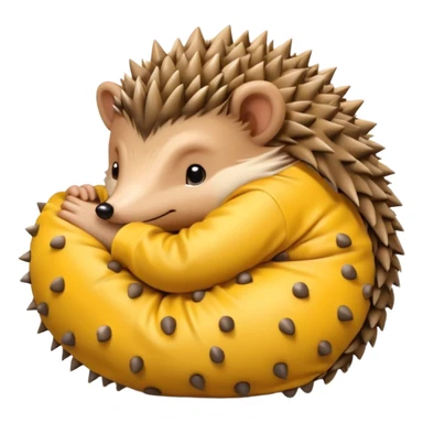 hedgehog in yellow pajama curled up sticker