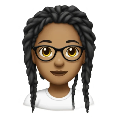 Tan girl with glasses, black colored eyes,  black dread locs and ear piercings sticker