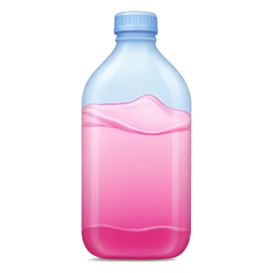 plastic bottle with crystaline pink liquid sticker