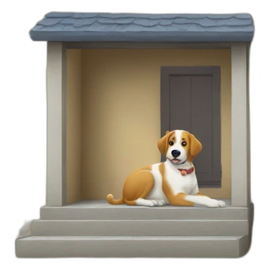 Un chien sur une maison sticker