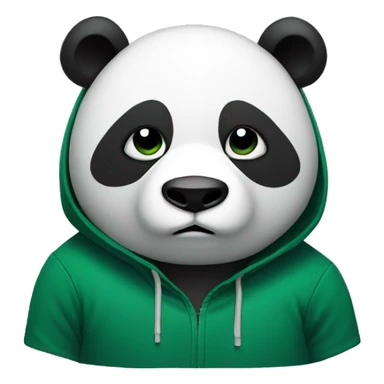 Panda in a dark green hoodie staring with a face of disappointment sticker