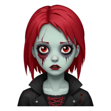 zombie girl with black and red hair long and goth style sticker