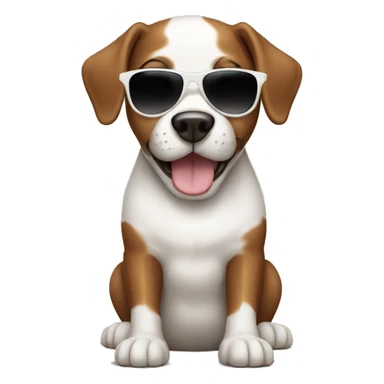 A White and brown winner dog with sunglasses on  sticker