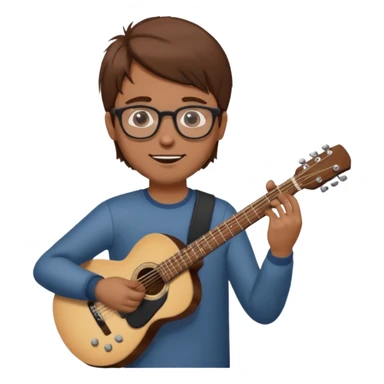 Guy with brown hair playing guitar with glasses sticker