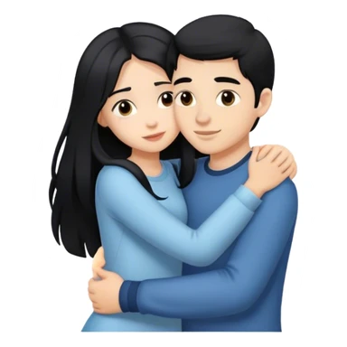 یه دختر مو بلند مشکی یه پسر رو بغل کرده sticker