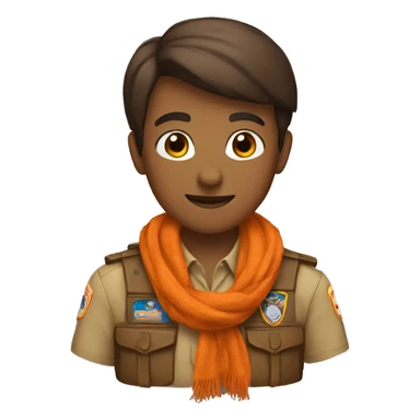 scout with brown and orange scarf sticker