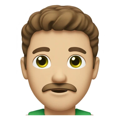 Man with brown hair and mustache and green eyes sticker