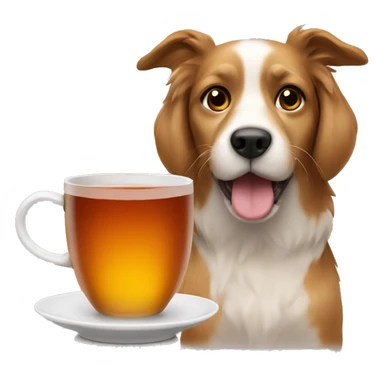 Dog with a cup of tea sticker