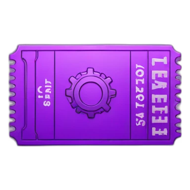 Purple ticket with a gear in the middle sticker