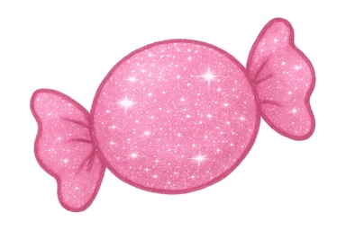 pink candy with glitter effect, digital illustration, no background sticker
