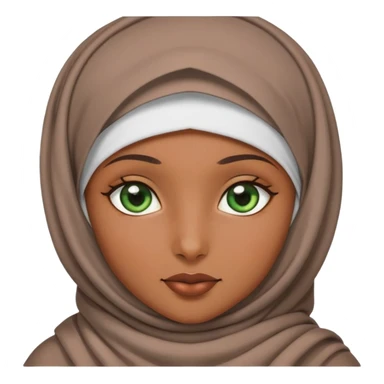 A brown girl with a hijab with green eyes sticker