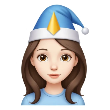 beautiful pale brunette girl with long hair with birthday cap sticker