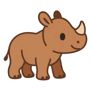 flat toon style baby rhino sticker