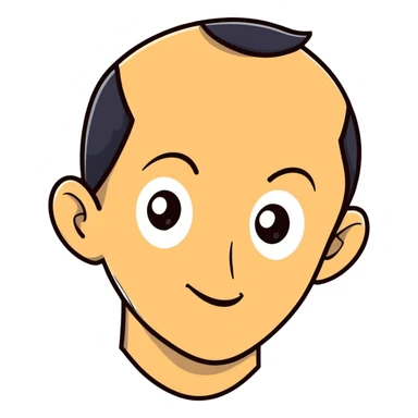 Guy with a massive exaggerated forehead, cartoon character, funny face sticker