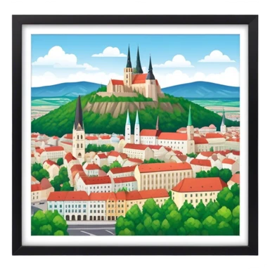 create the city of Košice from several emojis sticker