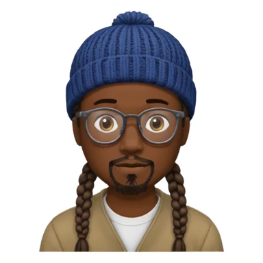 man with braids glasses beanie and goatee sticker