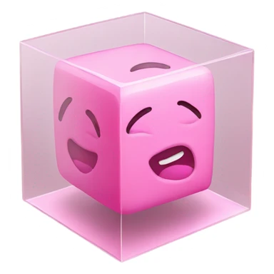pink cube inside another glass cube sticker