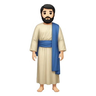 fullbody, head-to-toe, Jesus's apostle Thomas, black hair and black beard, arms down, normal emoji style sticker