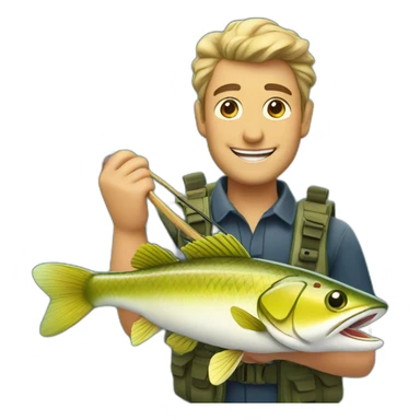 happy pike with fishing lures sticker