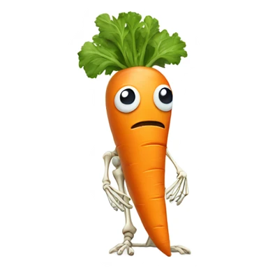 Sad carrot crying over bird skeleton sticker