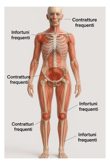 donna con infortuni e contratture frequenti in 3D immagine medica in italiano  sticker