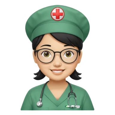Open


Open


Open


Open
FILIPINA FEMALE NURSE, CHUBBY, BLACK HAIR, WITH GLASSES, GREEN SCRUBS, AND CAP, SMILING sticker