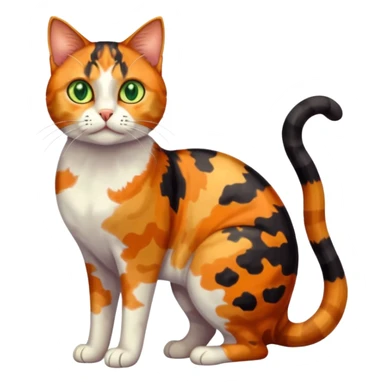 full body anxious looking colourful light calico tabby cat with large patchy patterns sticker