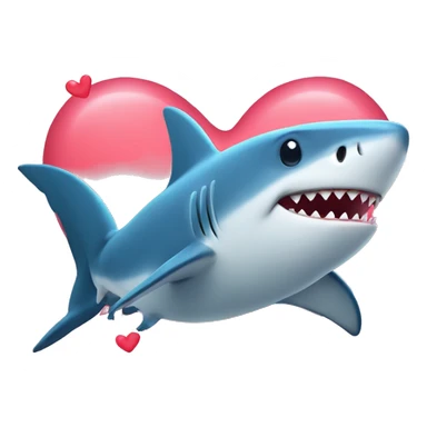 Shark with love hearts sticker