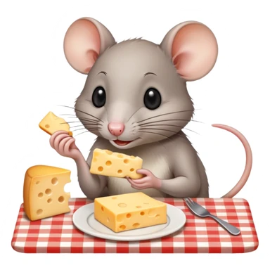 Rat eating cheese at a Paris cafe sticker