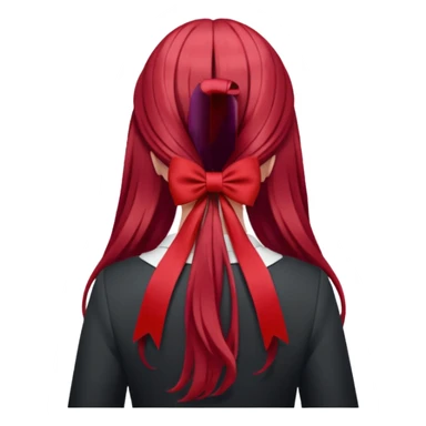 red long hairs with burgundy bow from the back sticker