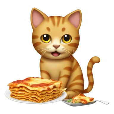 cat eating lasagna sticker