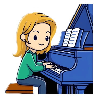 Michelle Monaghan with honey blonde hair playing piano sticker