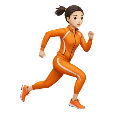 asian woman in orange sport suit running sticker