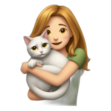 Girl hug to cat sticker