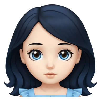 ocean brown doll eyes, black hair, feminine, blue, girl, angelic sticker