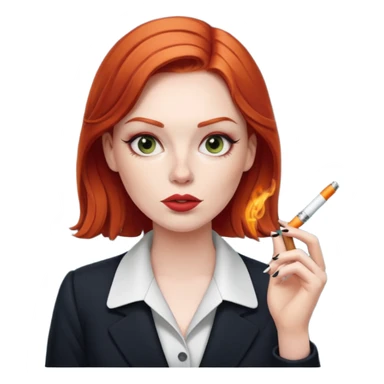 red head office girl, smoking electric ciggarette sticker