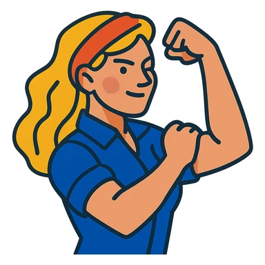 strong blond woman flexing sticker