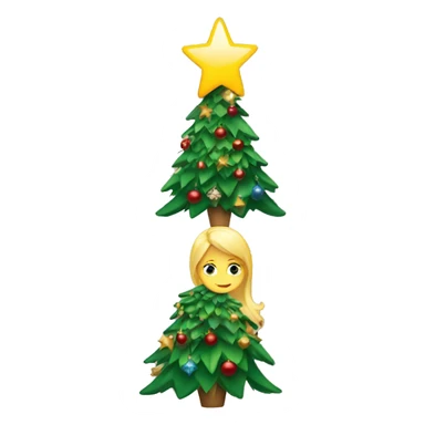 Blond Girl decorating a Christmas tree sticker