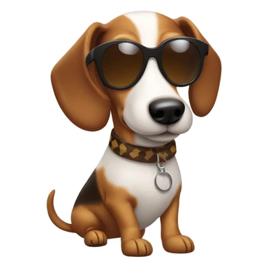 Weenie dog with white and brown fur wearing sunglasses sticker