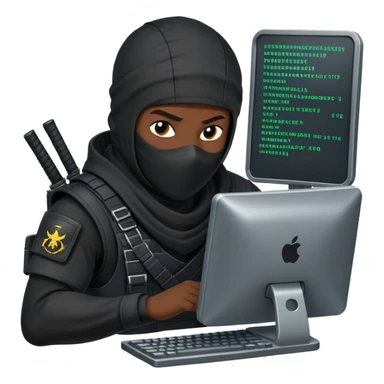african-american mercenary black ninja hacker terminal command center sticker