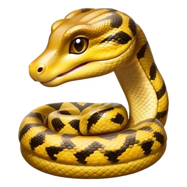 cinematic-cute-anaconda-portrait-emoji,-head-tilted-playfully-and-inquisitively,-with-a-sleek,-shimmering-body-adorned-with-detailed-scale-sriped patterns-and-round,-sparkling-eyes-full-of-wonder,-simplified-yet-irresistibly-adorable-features sticker