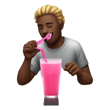 among us crewmate drinking pink juice with a giant straw sticker