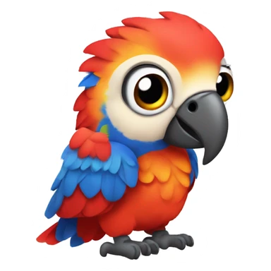 baby scarlet macaw full body big eyes, head-on sticker